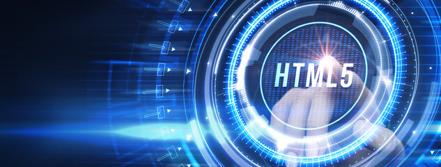 The concept of business, technology, the Internet and the network.  HTML5.