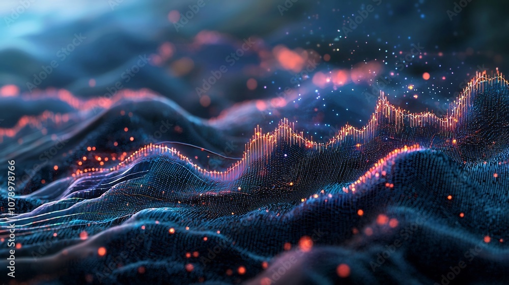 Poster dynamic data visualized in a natural landscape graph concept