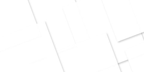 Modern white and gray technology concept diamond triangle geometric line background. Creative design with white boxes and 3d white rectangle business card. soft shadows as pattern, top view. squares.
