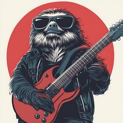 Cool Sloth Playing Guitar.