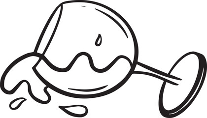 Celebration Flute Glass With Alcohol Liquid Festive Clipart Illustration Cartoon Style 