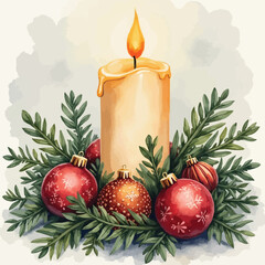 Watercolor Christmas Candles Background