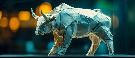 Origami - Folding paper in the shape of Taurus (born between April 20 and May 20) The message is that even though it is just paper, if you try your best, it can lift you up on a pedestal gracefully.