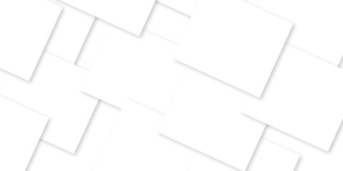 Modern white and gray technology concept diamond triangle geometric line background. Creative design with white boxes and 3d white rectangle business card. soft shadows as pattern, top view. squares.