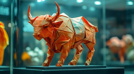 Origami - Folding paper in the shape of Taurus (born between April 20 and May 20) The message is that even though it is just paper, if you try your best, it can lift you up on a pedestal gracefully.