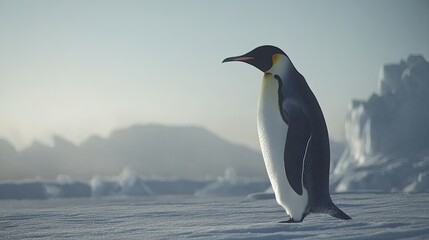 Obraz premium Elegant Emperor Penguin in Arctic Landscape