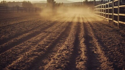 Dust Trails in Rural Rodeo Arena