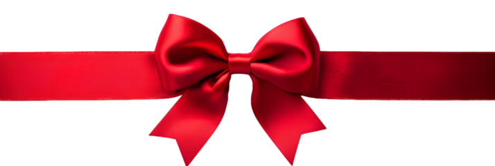 Red bow with ribbon isolated on transparent background