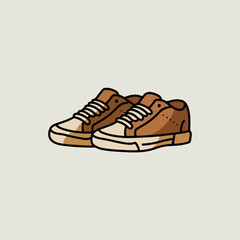 Stylish vector illustration of brown sneakers with white laces on a light background, perfect for fashion-related projects.