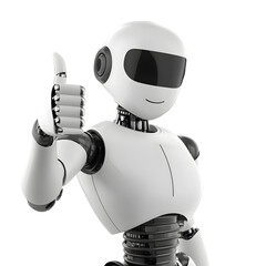 Naklejka premium Friendly robot giving thumbs up isolated on transparent background
