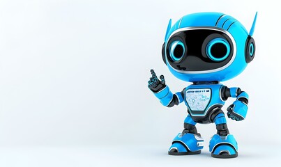 3D Robot Character Interacting with a Digital Map, showcasing advanced technology and innovation in a futuristic setting.
