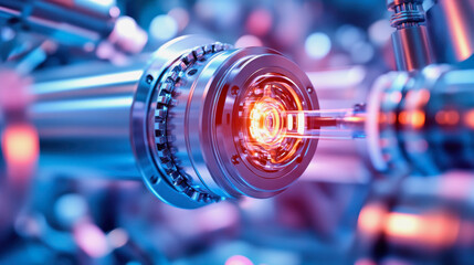 Advanced high-tech laser engine used in cutting-edge research and development. Generative AI