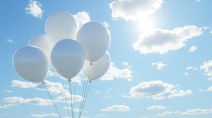 Obraz premium White Balloons Floating Against a Blue Sky