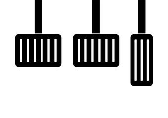 Car Brake and Accelerator and Clutch Pedal Sign Symbol. Car Pedals. Vector Illustration. 