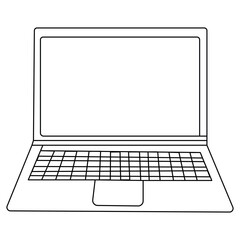 Laptop  icon single line art, continuous one line drawing of  Isolated outline vector art 