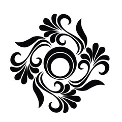 Ornamental Floral Design A classic black and white floral design element featuring elegant, curved leaves and intricate detailing. Perfect for use in decorative borders, logos