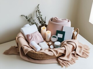 Wicker Basket Filled with Cozy Items