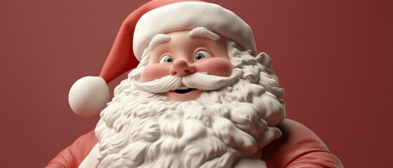 Fototapeta premium A cartoonish image of Santa Claus with a red hat and white beard