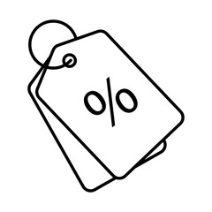 Discounted Purchasing Icon – Tag with Percentage, Representing Employee Discounts, Benefits, and Cost Savings