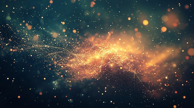 Glowing Galactic Scatter Plot Representing the Interconnectivity of Data and Systems