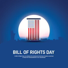 Bill of rights day creative banner, poster, social media post, postcard, background, backdrop, template design etc.