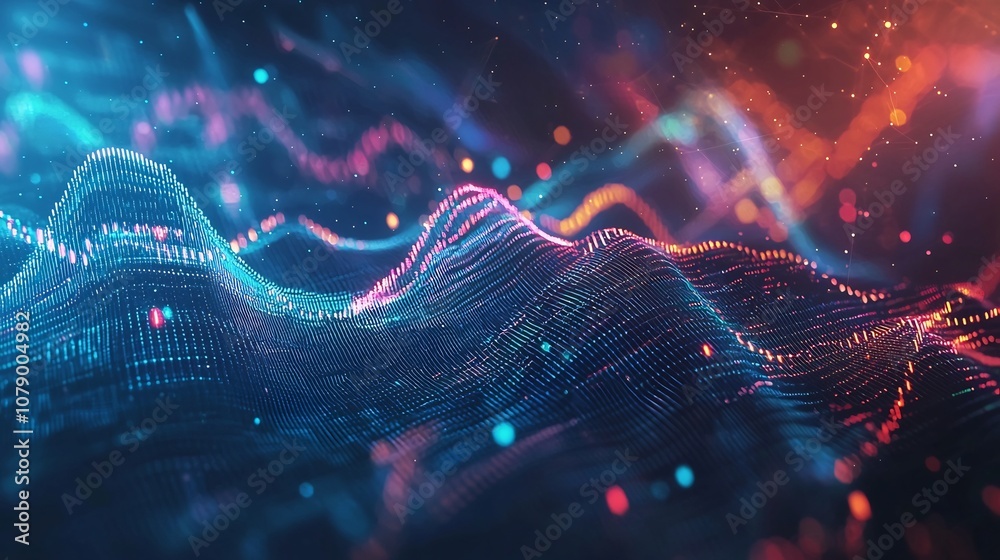 Poster futuristic holographic data visualization with interactive floating data points
