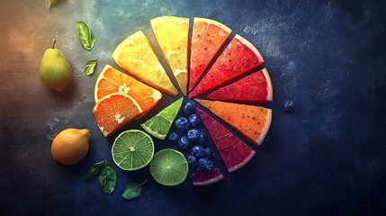 Conceptual Colorful Fruit Pie Chart Data Visualization Graphic Design