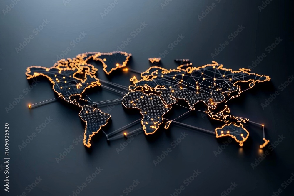 Aufkleber Global map showing interconnected lines, representing the concept of worldwide internet network