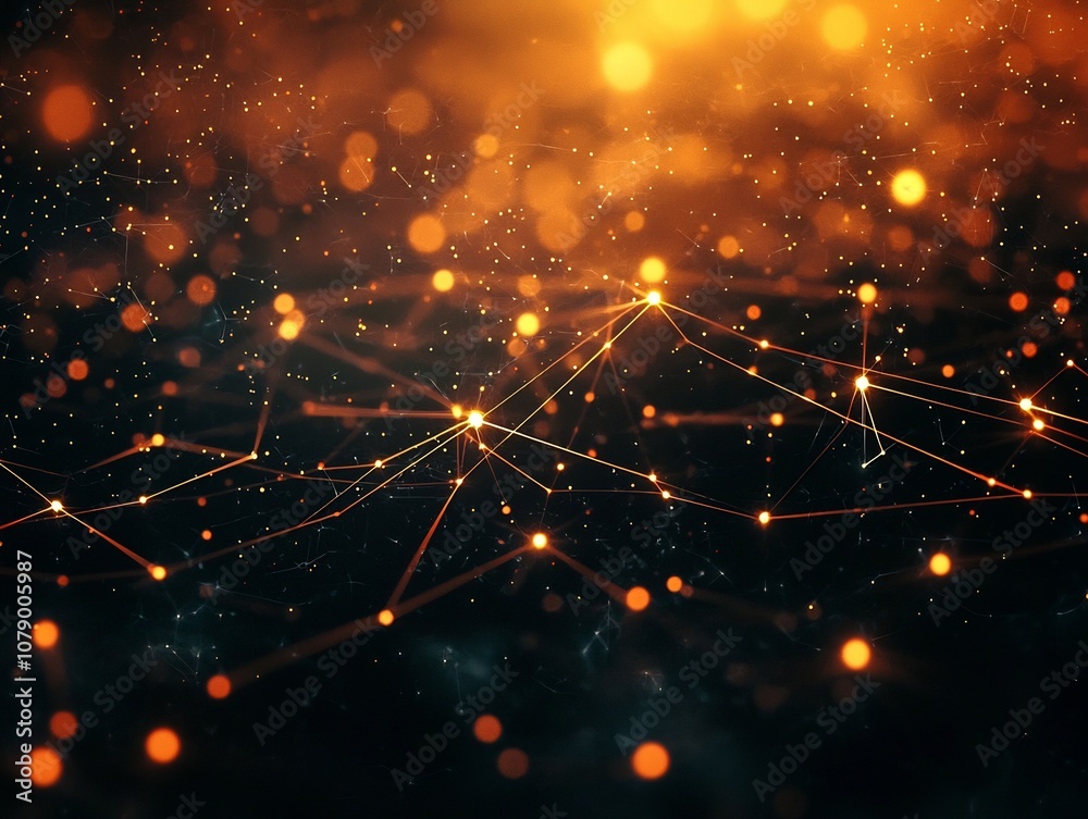 Poster glowing data points floating in a nebulous interconnected space