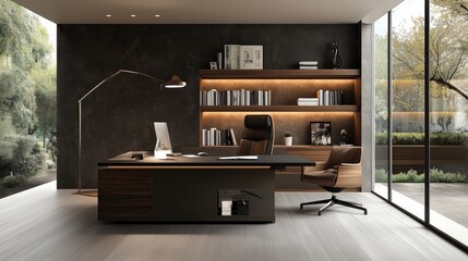 Sleek Modern Home Office with Ergonomic Desk Setup