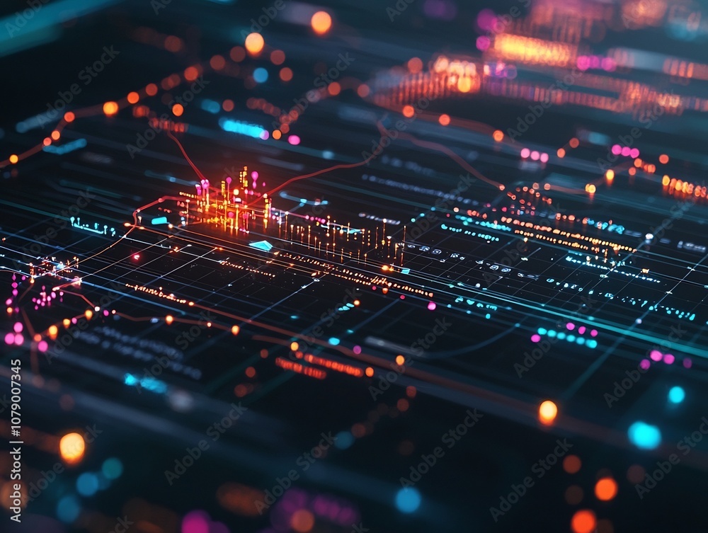 Poster futuristic ai powered marketing dashboard visualizing real time data and trends for business optimiz