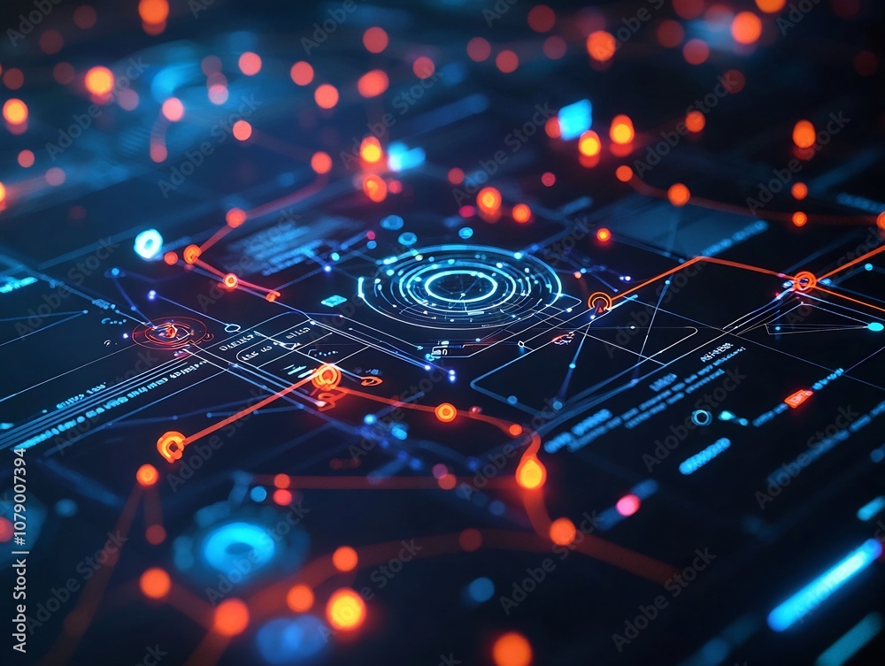 Poster ai powered marketing dashboard with glowing neural network overlay visualizing real time data insigh