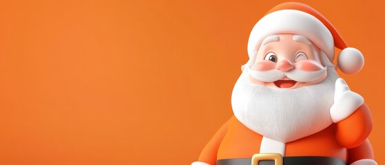 A cartoonish image of Santa Claus with a smile on his face