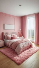 Fototapeta premium rosa Schlafzimmer
