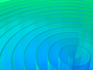 幻想的な光に照らされた同心円のパイプの3Dイラストレーション