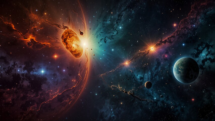 Obraz premium Cosmic Planet in the Vast Universe