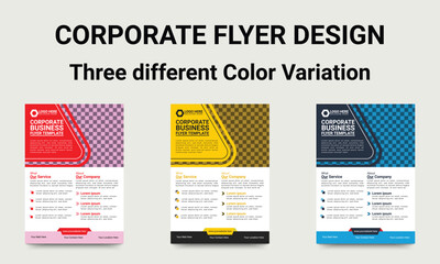 Coporate Flyer Template Thrree Defferent Color Variation