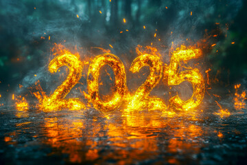 a layout with the figures of 2025, for advertising. New Year.