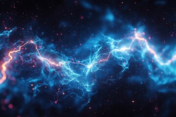 Electric blue lightning and vibrant energy forming a stunning cosmic abstract design