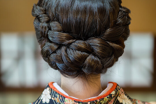 A traditional japanese shimada mage hairstyle.