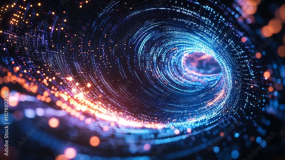 Poster ai driven swirling vortex visualizing marketing data and metrics for real time optimization