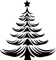Obraz premium A classic Christmas tree silhouette perfect for holiday decor and festive designs. Its minimalist outline brings timeless Christmas charm to any project.