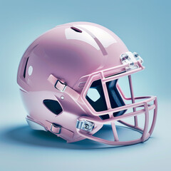 Fototapeta premium soft pastel pink American football helmet with glossy finish, showcasing minimal design. Perfect for sports enthusiasts and collectors