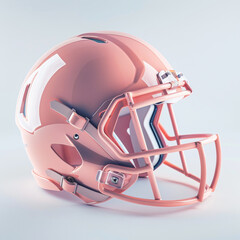 Fototapeta premium soft pastel colored American football helmet with minimal design, showcasing sleek lines and modern aesthetic. Perfect for sports themed decor or design projects