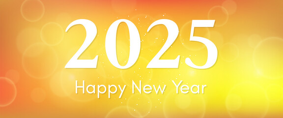 Happy new year 2025 inscription on blurred background