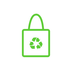 Eco friendly shopping bag icon, Isolated on white background.