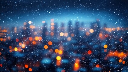 Obraz premium A cityscape with snow falling on it