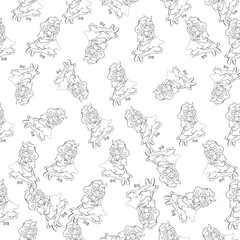 The Little Seamstress Repeat Seamless Surface Pattern Design for Coloring Page
