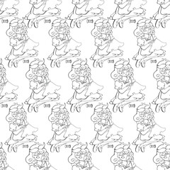 The Little Seamstress Repeat Seamless Surface Pattern Design for Coloring Page