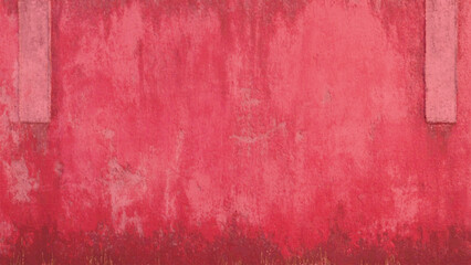 The pattern red wall texture of surface concrete for background. Old weathered red wall background or texture. Asymmetrical bright red wall with bold paint texture.